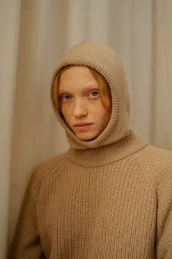 Sale Rotholz Balaclava Knit Hood - Beige