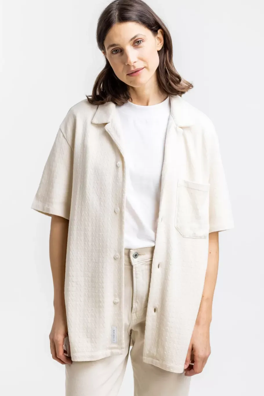 Online Rotholz Bowling Hemd Aus Bio-Baumwoll-Strick Off-White