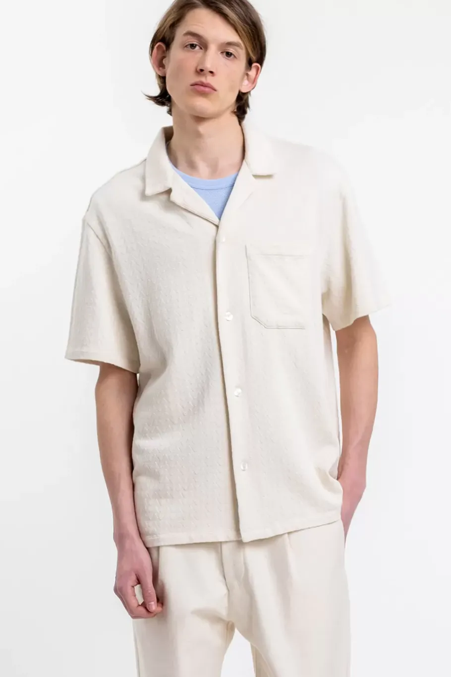 New Rotholz Bowling Hemd Aus Bio-Baumwoll-Strick Off-White