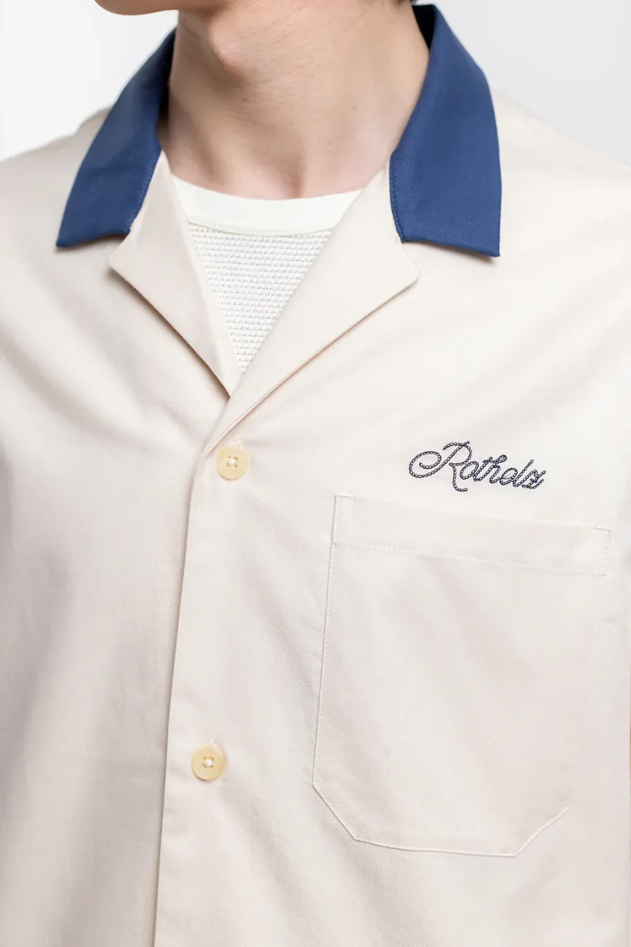 Clearance Rotholz Bowling Hemd Mit Kontrastkragen Off-White