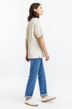 Hot Rotholz Bowling Hemd Mit Kontrastkragen Off-White