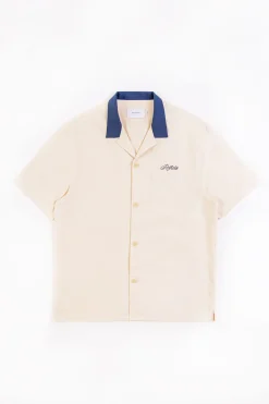 Hot Rotholz Bowling Hemd Mit Kontrastkragen Off-White