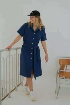 Hot Rotholz Bowling Kleid Aus Bio-Baumwolle Navy