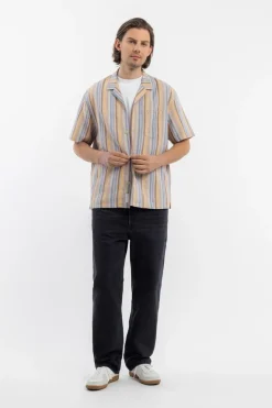 Discount Rotholz Bowling Shirt Leinen Mix - Gestreift