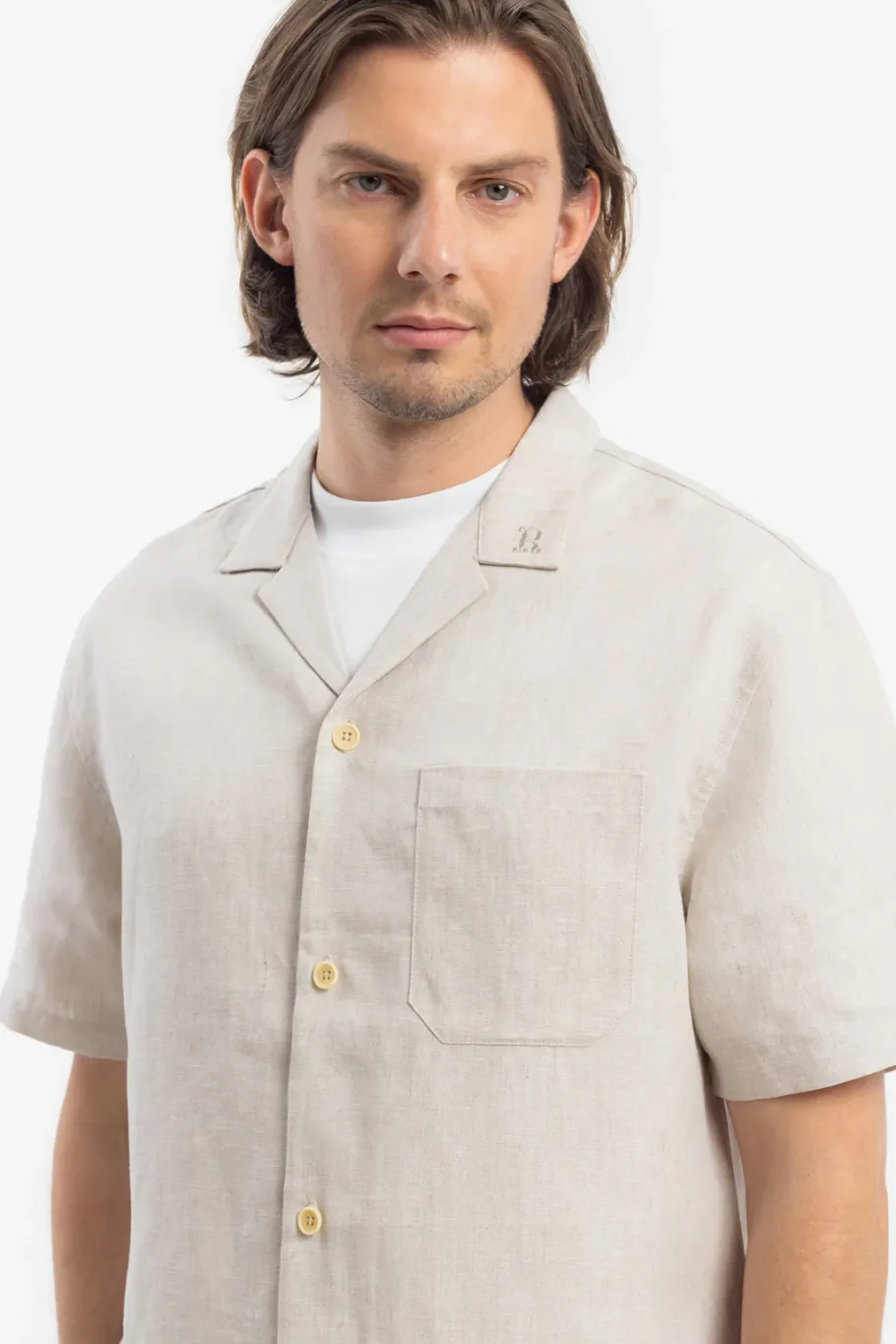 Rotholz Bowling Shirt Leinen Mix - Weis