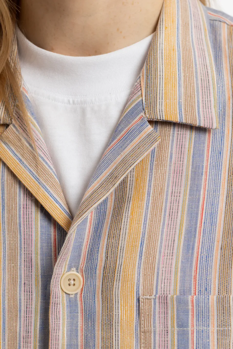 New Rotholz Bowling Shirt Leinen Mix - Gestreift