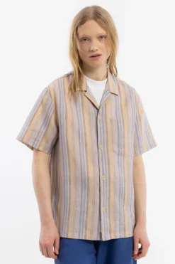 New Rotholz Bowling Shirt Leinen Mix - Gestreift