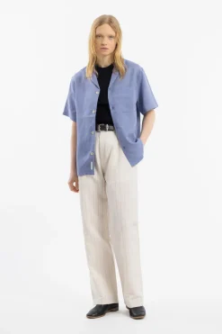 Online Rotholz Bowling Shirt Leinen Mix - Hellblau