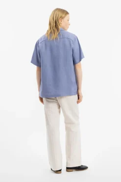 Online Rotholz Bowling Shirt Leinen Mix - Hellblau
