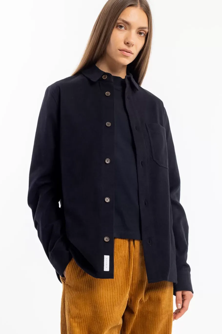 Online Rotholz Flanell Hemd Bio Baumwolle - Schwarz