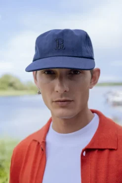 Online Rotholz Floppy Cap Leinen Mix - Dunkelblau