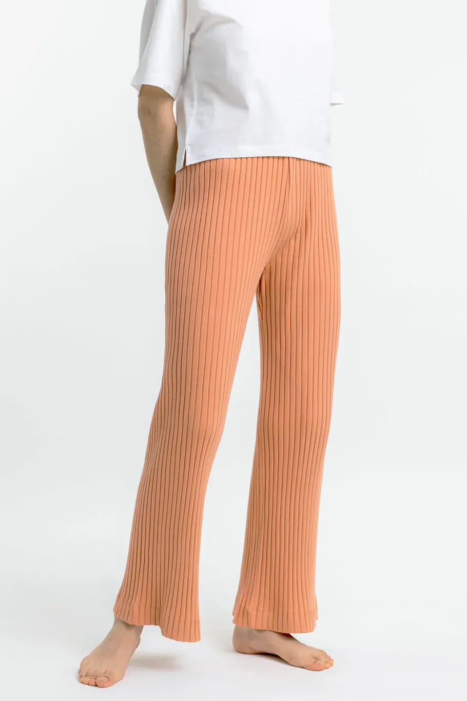 Discount Rotholz Gerippte Hose Aus Bio-Baumwolle Apricot