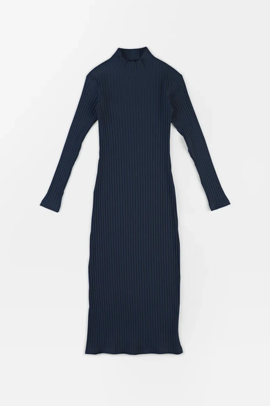 Outlet Rotholz Geripptes Kleid Bio Baumwolle - Dunkelblau