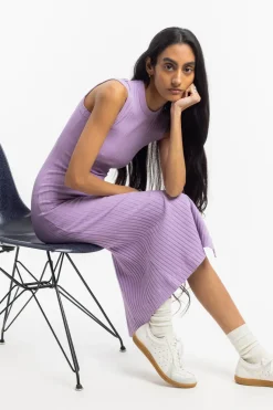 Discount Rotholz Geripptes Kleid Bio Baumwolle - Lavendel