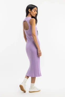 Discount Rotholz Geripptes Kleid Bio Baumwolle - Lavendel