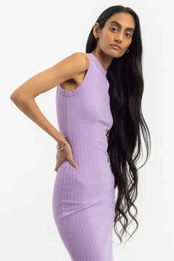 Discount Rotholz Geripptes Kleid Bio Baumwolle - Lavendel