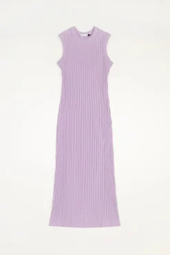 Discount Rotholz Geripptes Kleid Bio Baumwolle - Lavendel