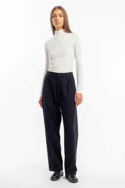 Online Rotholz Geripptes Longsleeve Bio Baumwolle - Off-White