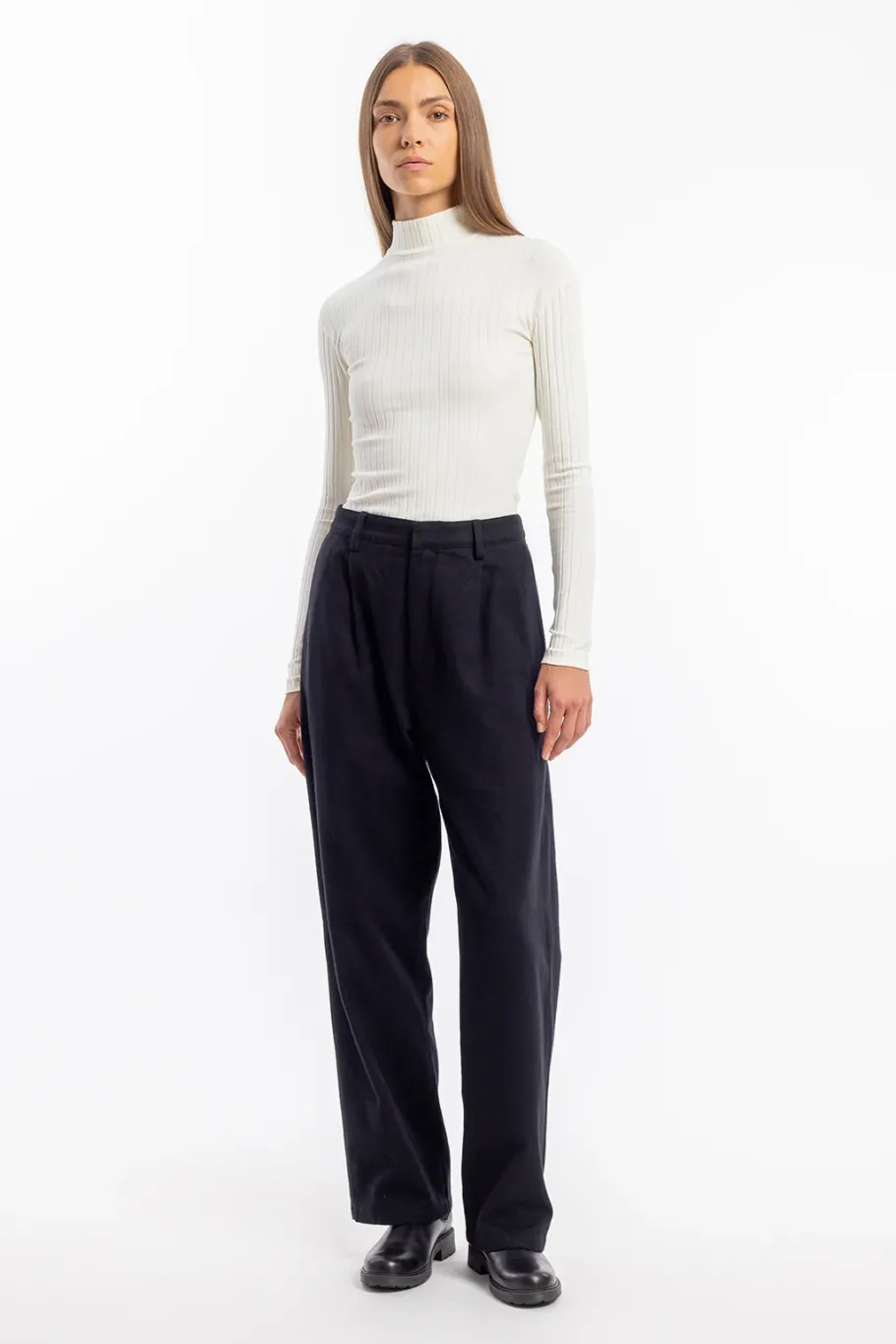 Online Rotholz Geripptes Longsleeve Bio Baumwolle - Off-White