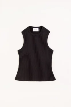Online Rotholz Geripptes Singlet Bio Baumwolle - Schwarz