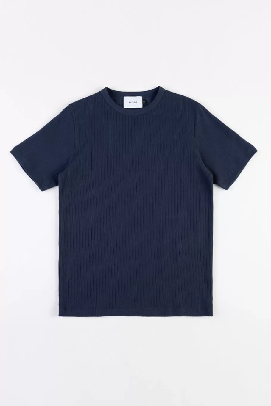 Rotholz Geripptes T-Shirt Bio Baumwolle - Dunkelblau