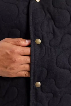 Sale Rotholz Gesteppte Flanell Weste - Schwarz