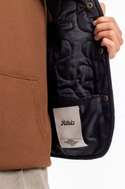 Sale Rotholz Gesteppte Flanell Weste - Schwarz