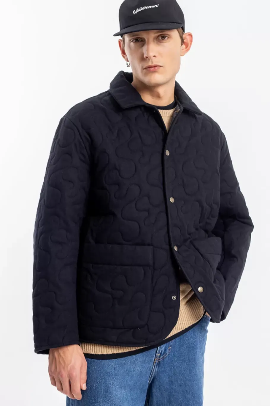 Rotholz Gesteppte Flannel Jacke - Schwarz