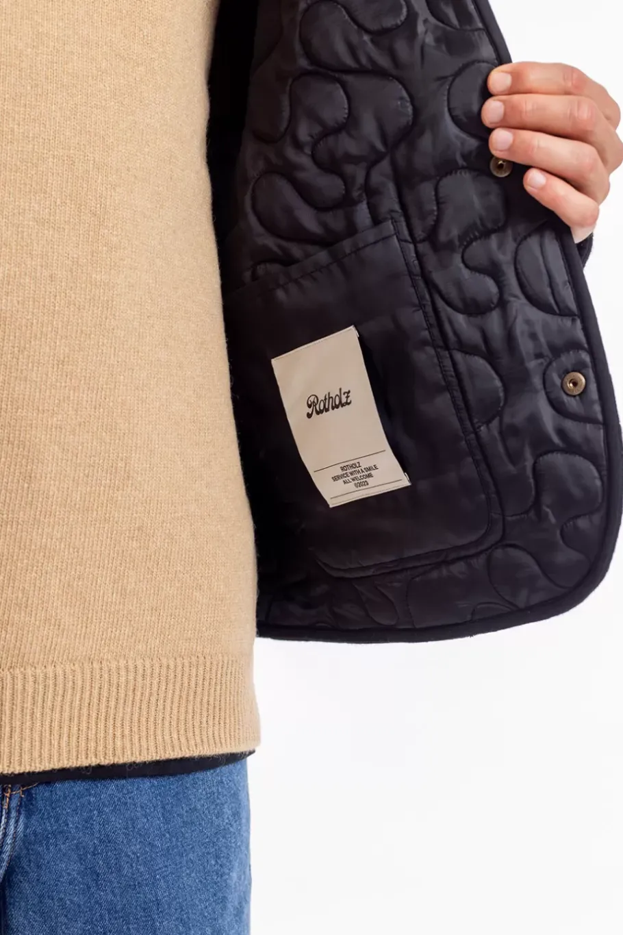 Rotholz Gesteppte Flannel Jacke - Schwarz