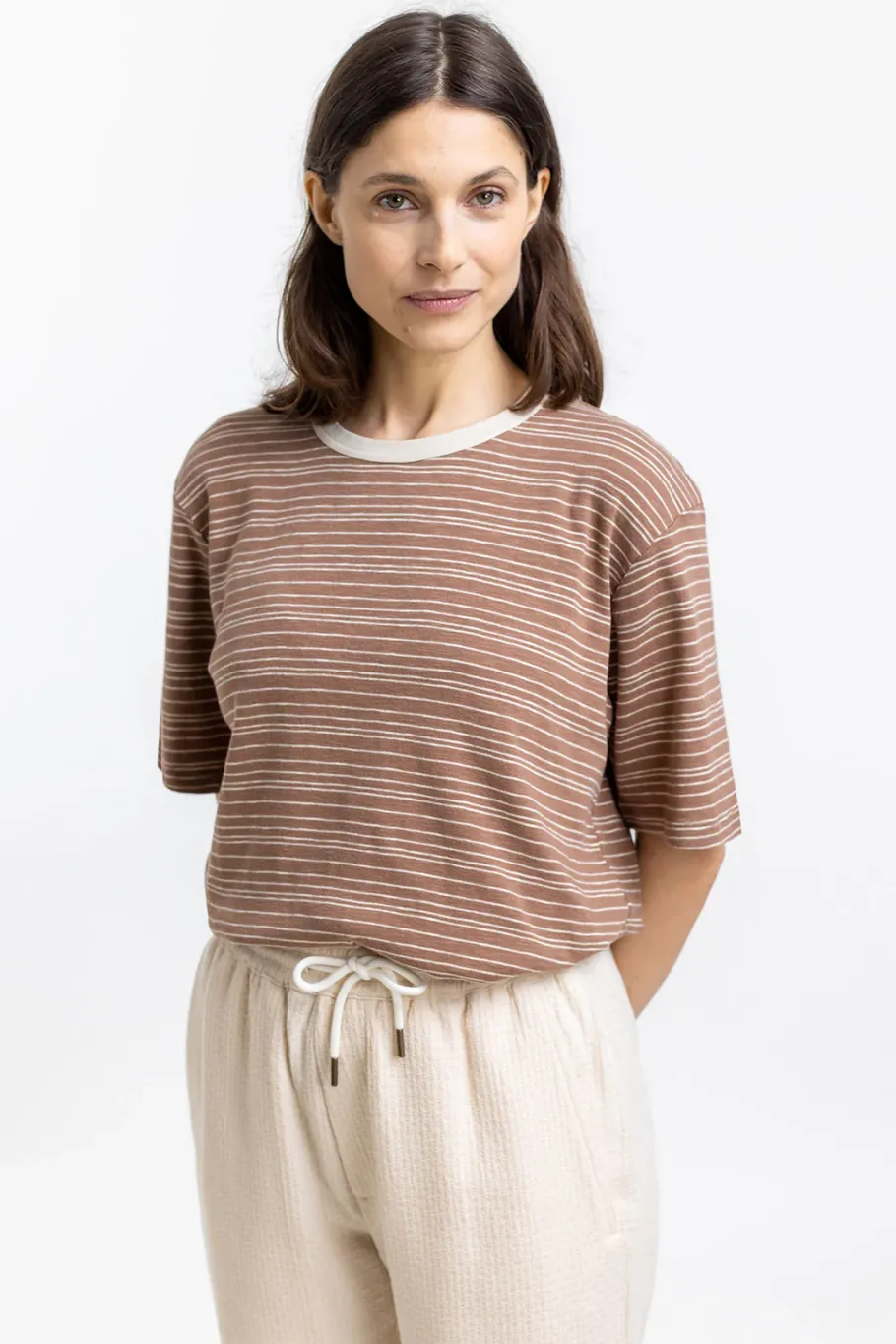 Clearance Rotholz Gestreiftes T-Shirt Braun