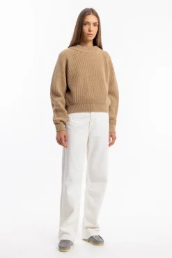 Online Rotholz Grober Strickpullover Wollmischung - Beige