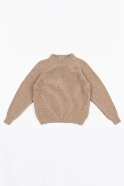 Online Rotholz Grober Strickpullover Wollmischung - Beige