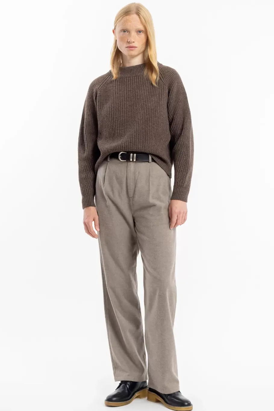 Hot Rotholz Grober Strickpullover Wollmischung - Braun