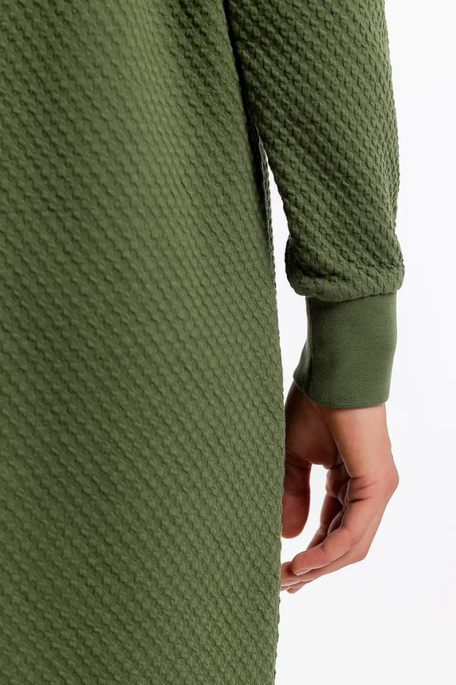 Clearance Rotholz Half Zip Sweat Kleid Bio Baumwolle - Grun