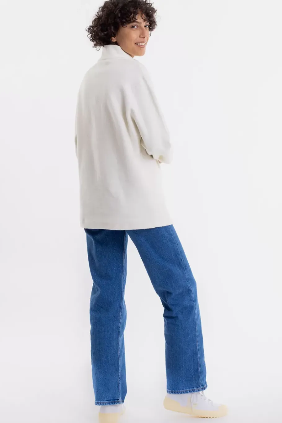 Outlet Rotholz Half Zip Sweatshirt Aus Bio-Baumwolle Weis