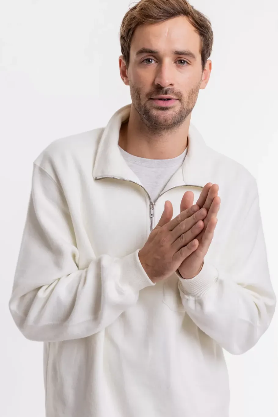 Clearance Rotholz Half Zip Sweatshirt Aus Bio-Baumwolle Weis