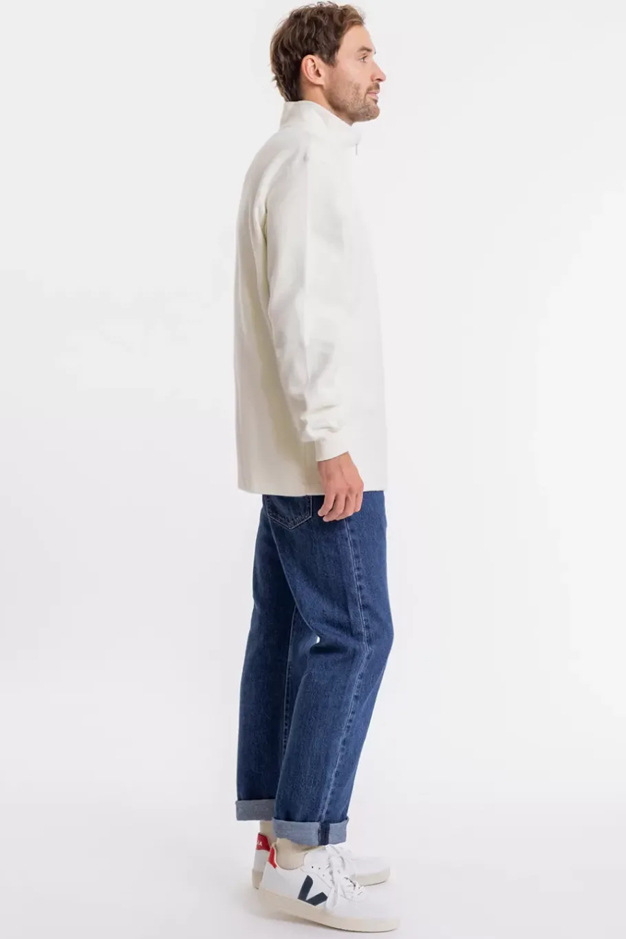 Clearance Rotholz Half Zip Sweatshirt Aus Bio-Baumwolle Weis