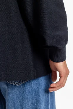 Outlet Rotholz Half Zip Sweatshirt Bio Baumwolle - Schwarz