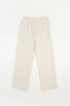 Online Rotholz High Waist Hose Leinen Mix - Creme