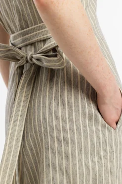 Outlet Rotholz Jumpsuit Leinen Mix - Grau Gestreift