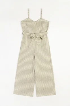 Outlet Rotholz Jumpsuit Leinen Mix - Grau Gestreift
