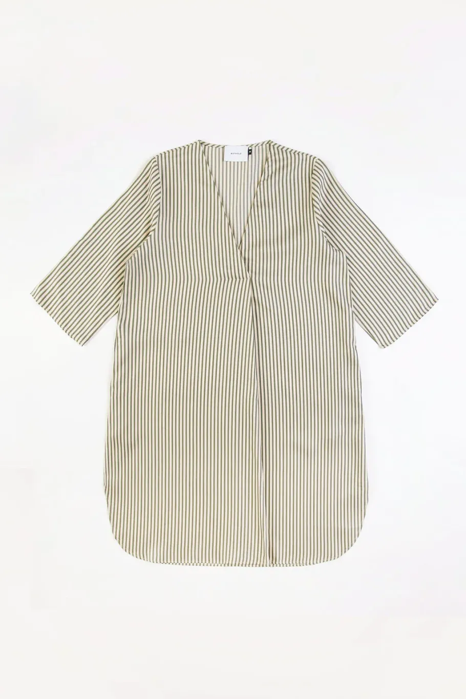 Clearance Rotholz Kaftan Kleid Aus Lyocell - Oliv Gestreift