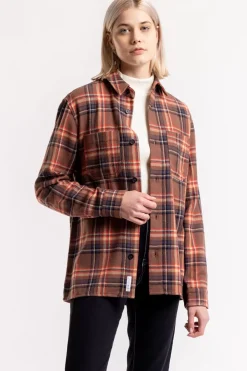 Online Rotholz Kariertes Flanell Overshirt Rot / Braun