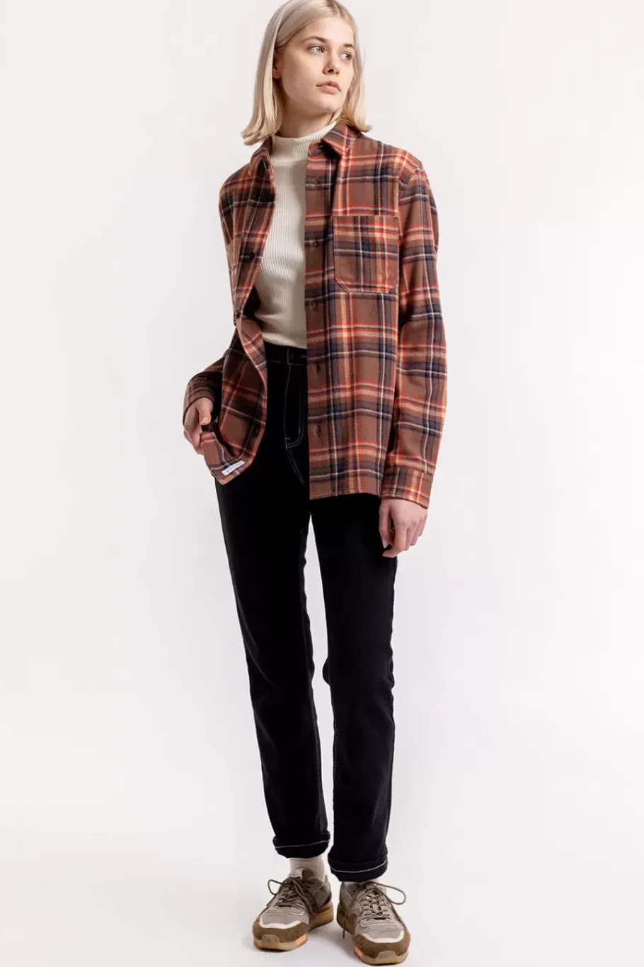 Online Rotholz Kariertes Flanell Overshirt Rot / Braun