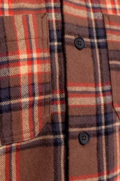 Online Rotholz Kariertes Flanell Overshirt Rot / Braun