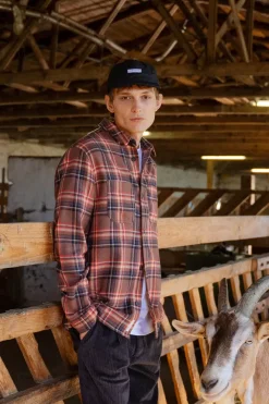 Discount Rotholz Kariertes Flanell Overshirt Rot / Braun