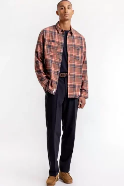 Discount Rotholz Kariertes Flanell Overshirt Rot / Braun