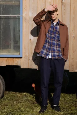 Sale Rotholz Kariertes Flanell Overshirt Blau