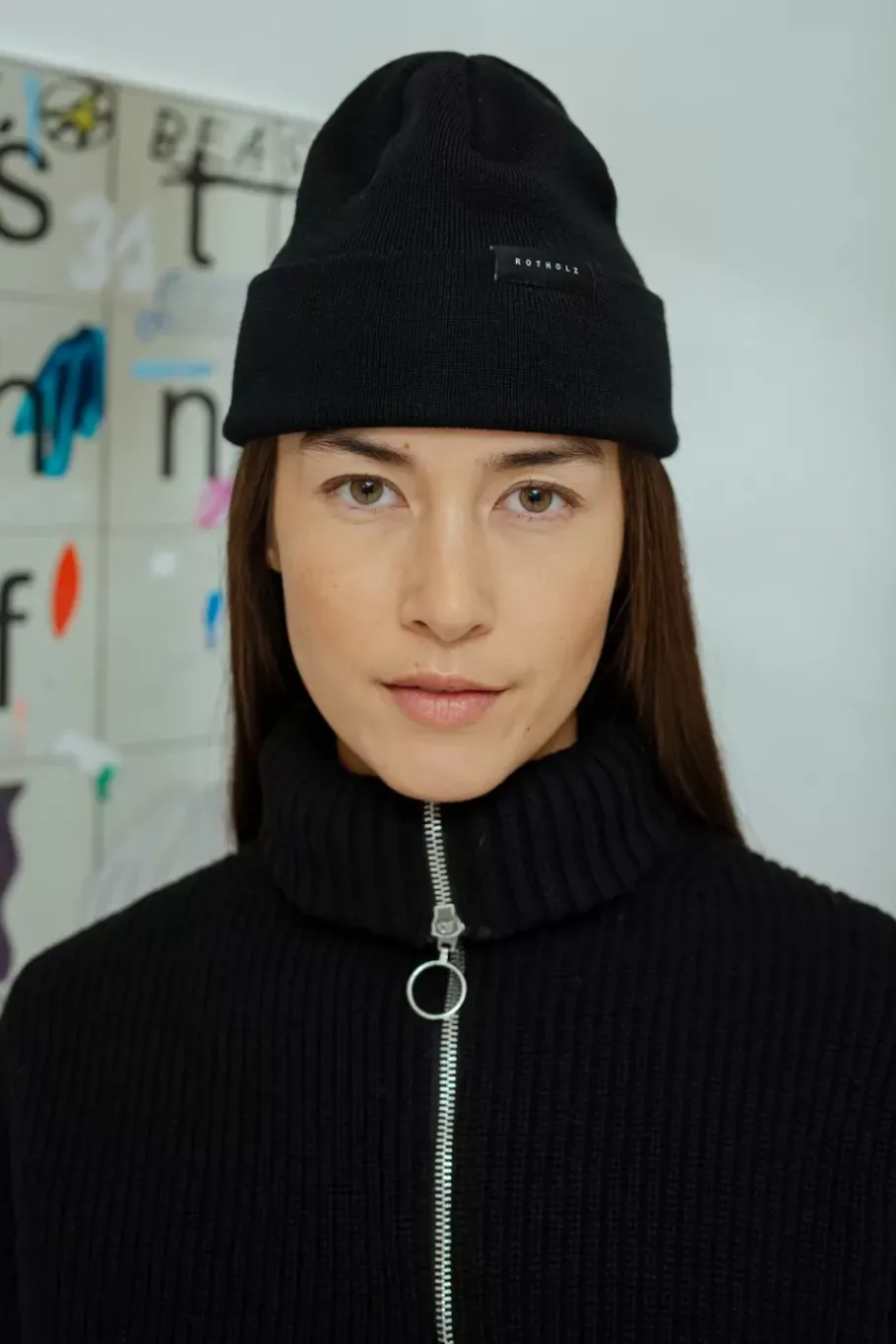 New Rotholz Klassische Mutze Merino Fein - Schwarz