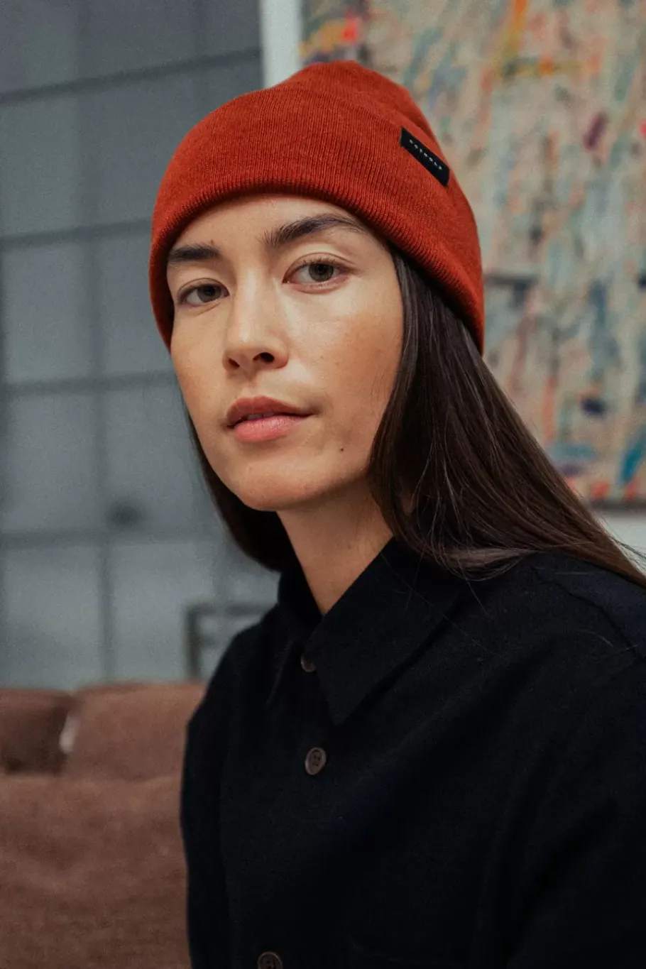 New Rotholz Klassische Mutze Merino Fein - Rot